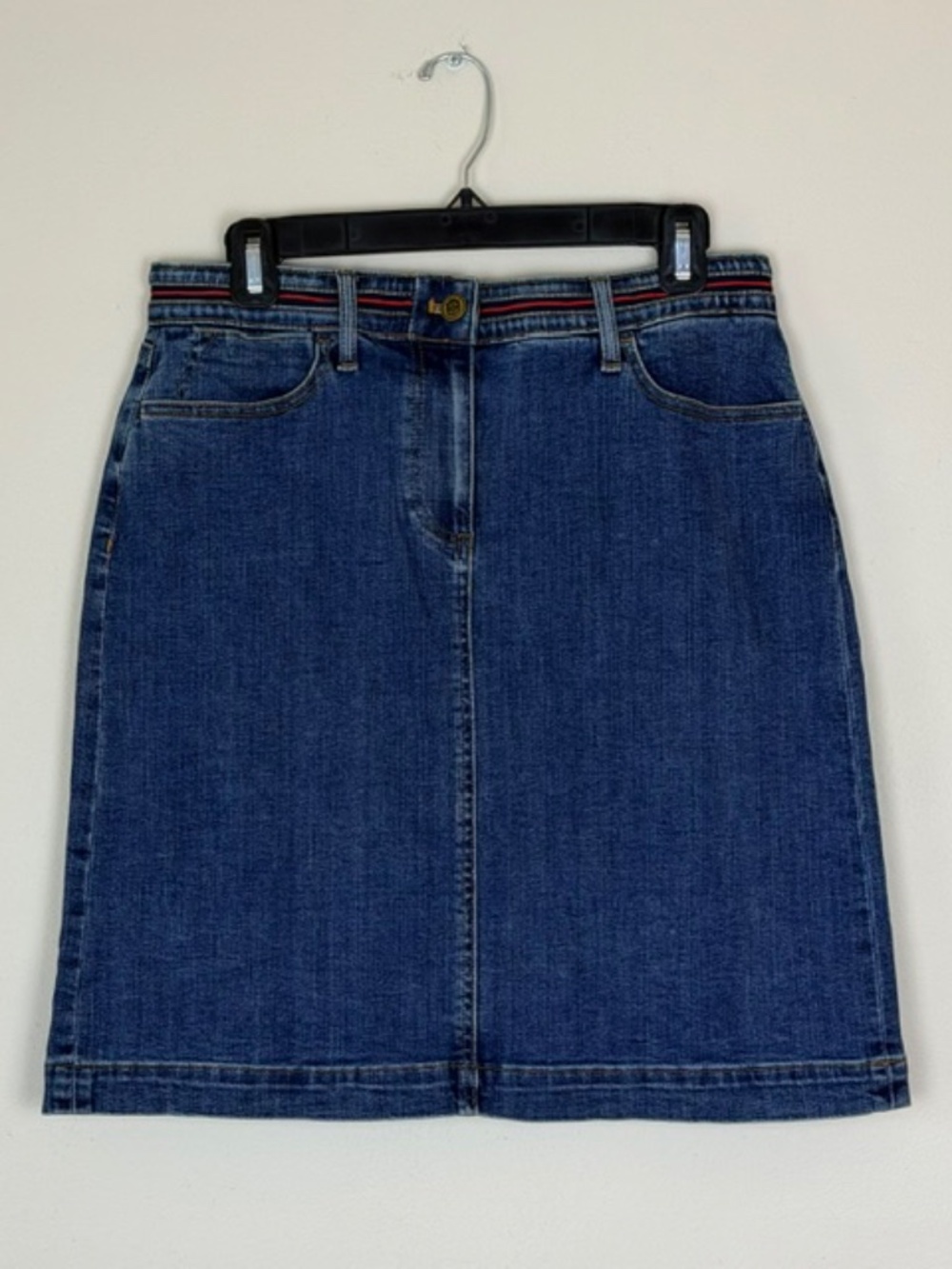Talbots Jean Skirt with Red and Blue Stripe Women's Size 6 Steetwear Casual